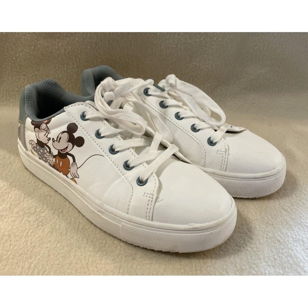 Aldi Collab Mickey & Minnie Mouse White Children's Tennis Sneaker Shoe Size 4
